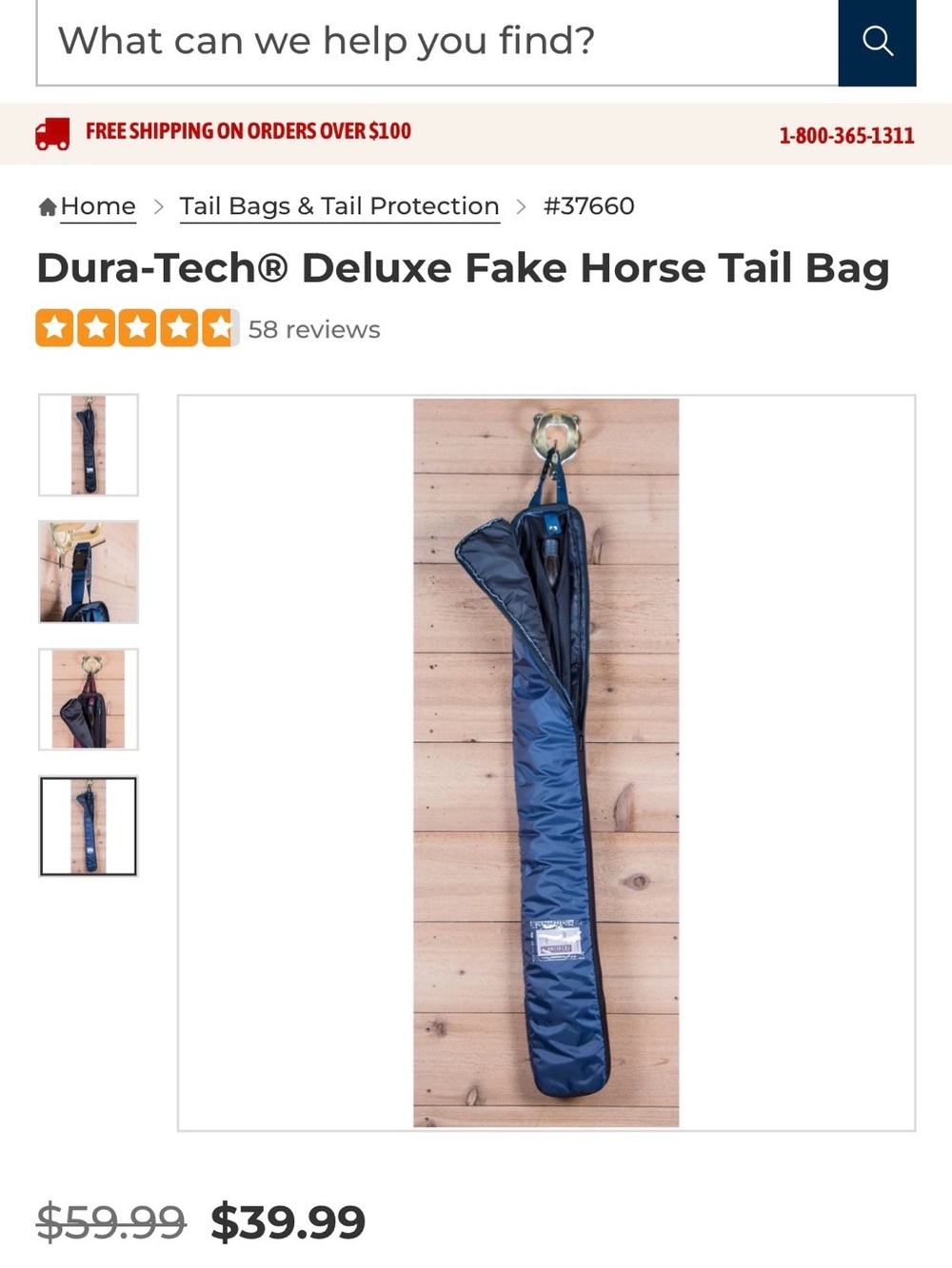 Schneider Dura-Tech Deluxe Fake Horse Tail Bag in Black